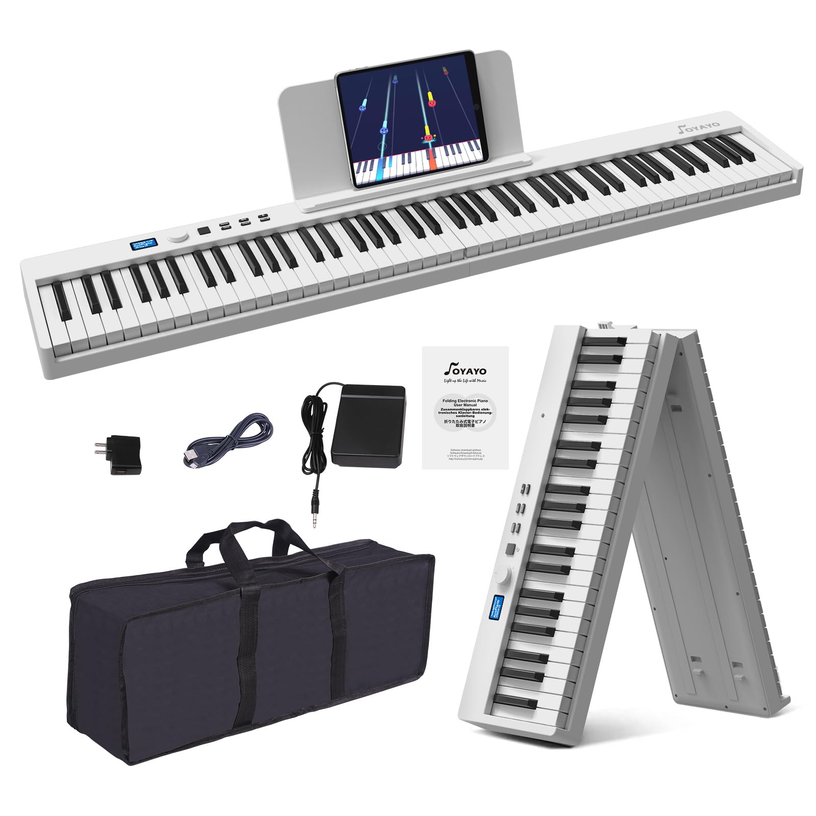 Amazon | OYAYO 電子ピアノ 88鍵盤 折りたたみ式 FP88C 充電式 MIDI